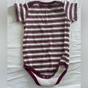 Hudson Baby 24M Burgundy and White Rugby Stripe Onesie